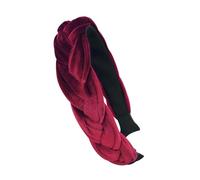 axy HRZ3 Serre-tête tressé en velours pour femme Aspect tressé Rouge