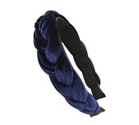 axy HRZ3 - Serre-tête tressé pour femme - En velours tressé - Accessoire de cheveux - Pour Dirndl - Bleu foncé - Large