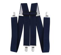axy HTB35 Bretelles pour homme avec 4 clips solides en forme de H Largeur réglable et élastique de qualité supérieure 3,5 cm - Bleu - Taille Unique