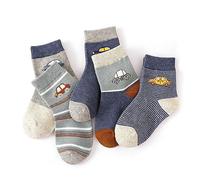 axy Lot de 5 paires de chaussettes pour enfant garçon et fille Motif dinosaures voiture, Lot de 5 - Voitures, 23-26