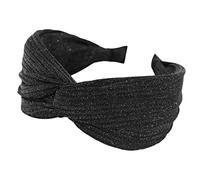 axy Serre-tête large avec noeud et tissu brillant accessoires cheveux femme serre-tête HR34G (Noir)