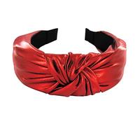 axy Serre-tête large avec nœud couleur métallique - Pour femme - Aspect métallique - Bandeau pour cheveux HR35G (rouge)