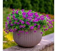 Lot de 12 fleurs artificielles pour extérieur résistantes aux UV - Fleurs artificielles en plastique - Ne se décolorent pas - Tiges de porche - Décoration extérieure de fenêtre (magenta)