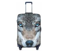 axzttupy Blue Eyes Wolf 1 Housse de protection personnalisée pour valise de voyage Compatible avec presque tous les bagages, Noir , S