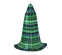 axzttupy Cape à capuche confortable avec imprimé tartan écossais bleu et vert pour carnaval, Halloween et fêtes à thème