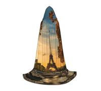 axzttupy Cape à capuche pleine longueur unisexe Tour Eiffel Paris Automne Imprimé pour Magicien Noël Carnaval Halloween Cosplay