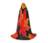 axzttupy Cape à capuche unisexe pleine longueur avec imprimé feuilles rouges d'automne pour magicien, Noël, carnaval, Halloween, cosplay