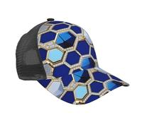 axzttupy Casquette de baseball en maille respirante avec hexagones bleus et losanges - Protection solaire - Tenue sportive d'été polyvalente