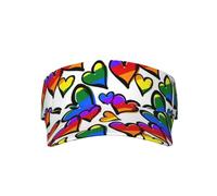 axzttupy Chapeau de protection anti-UV, motif cœurs de la Gay Pride aux couleurs de l'arc-en-ciel, casquette fonctionnelle absorbante, randonnée, golf, plage, confort tout au long de la journée