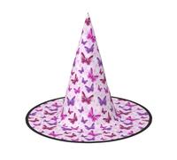 axzttupy Chapeau de sorcière unisexe avec imprimé papillon rose pour Halloween, carnaval, fête, cosplay et fête