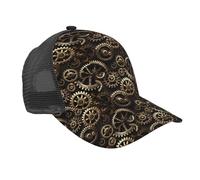 axzttupy Cool Steampunk Engrenages Imprimé Casquette de baseball en maille respirante Chapeau de protection solaire Tenue sportive d'été Utilisation polyvalente Noir