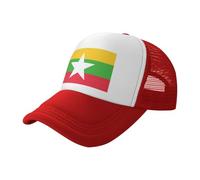 axzttupy Drapeau de la Birmanie Imprimé Chapeau d'été Casquette de baseball Réglable Unisexe Extérieur Pêche Plage Voyage Accessoire, Rouge, Taille unique