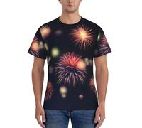 axzttupy Explosion Feu d'artifice Impression 3D Hommes T-shirts à manches courtes Entraînement Casual Sorties Confortable au quotidien Sport, Noir , XL