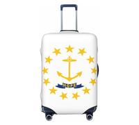 axzttupy Grande housse de protection personnalisée pour valise, compatible avec presque tous les bagages, motif drapeau de l'État du Rhode Island, Noir , S
