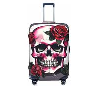 axzttupy Grande housse de protection personnalisée pour valise, compatible avec presque tous les bagages, motif tête de mort rose, Noir , XL