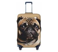 axzttupy Grande housse de valise avec imprimé chien carlin qui s'adapte à presque tous les bagages, protecteur de bagages de voyage personnalisé, noir, L, noir, L