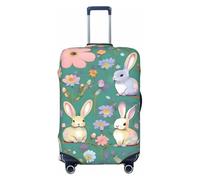 axzttupy Housse de protection personnalisée pour valise, convient à presque tous les bagages, motif fleurs, lapins, oiseaux, Noir , XL