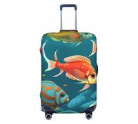 axzttupy Housse de protection personnalisée pour valise de voyage Motif poissons sous-marins Compatible avec presque tous les bagages, Noir , S