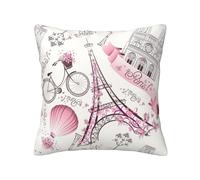 axzttupy Housses de coussin carrées universelles pour toutes les saisons - Motif Tour de Paris - Pour intérieur et extérieur