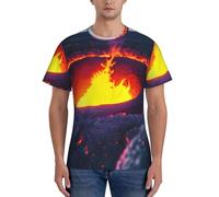 axzttupy Kilauea T-shirt à manches courtes pour homme Imprimé volcan Pour entraînement décontracté et confortable au quotidien, Noir , XL