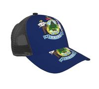 axzttupy Maine State Flag Print Casquette de baseball en maille respirante Protection solaire Tenue sportive d'été polyvalente Noir