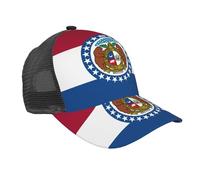 axzttupy Missouri State Flag Print Casquette de baseball en maille respirante Protection solaire Tenue sportive d'été polyvalente Noir