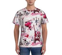 axzttupy Paris Tour Eiffel France Imprimer Hommes T-shirts à manches courtes Entraînement Casual Sorties Confortable à porter au quotidien Sport, Noir , L