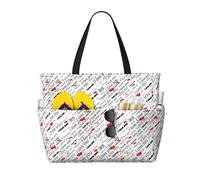 axzttupy Sac fourre-tout léger avec inscription « I Love You » avec des mots avec cœurs imprimés de grande capacité pour la plage, les voyages, les vacances, les pique-niques, les activités de plein