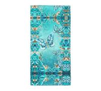 axzttupy Serviette de bain légère réutilisable avec imprimé papillon bleu clair pour gym, voyage, yoga, piscine, plage, maison