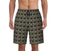axzttupy Short de bain léger avec poches fonctionnelles pour homme Imprimé scarabée égyptien, Noir , S