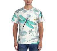 axzttupy T-shirt à manches courtes pour homme avec imprimé libellule verte - Pour l'entraînement et les sorties décontractées - Confortable au quotidien - Sport, Noir , 3XL