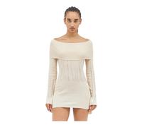 Aya Muse - Robe Tricot à Échelles Encolure Bandeau Manches Longues - Femme - Robes - Beige - Taille: 42 FR