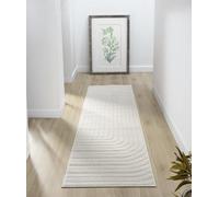 Aya Tapis de Salon Doux de 12 mm avec Envers en Jute - Motifs Modernes inspirés du Wabi Sabi - Motifs Modernes inspirés du Wabi Sabi et des Rayures - Crème - 60 x 220 cm