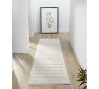 Aya Tapis de Salon Doux de 12 mm avec Envers en Jute - Motifs Modernes inspirés du Wabi Sabi - Motifs Modernes inspirés du Wabi Sabi et des Rayures - Crème - 60 x 220 cm