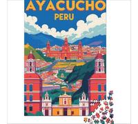 Ayacucho Peru Vintage Puzzle 1000 pièces pour Adultes | puzzle pour couples une activité de soirée douillette à faire à deux avec de la musique et une bonne conversation38x52cm