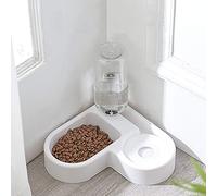 AYADA 2 in 1 Distributeur de Nourriture Eau Fontaine Automatique pour Animaux, Anti Débordement Abreuvoir et Alimentateur Croquettes Gamelle pour Chat/Chien, Bol Animaux Abreuvoir Pet Bowl(Blanc)