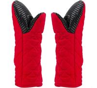 AYADA Gant Cuisine Four Maniques Silicone, Long Gant Four Antidérapant Oven Gloves Mitts Doublure en Polyester Coton Lavable pour Cuisine Cuisson (Rouge)
