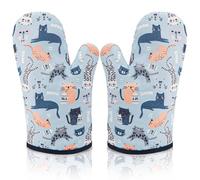 AYADA Gant de Cuisine Chat, Gants Four Respirant Coton, Manique Four Lavable, Oven Mitts Oven Gloves Maniques Isolants Cuisine pour Cuisson Cuisine Pizza Biscuit Gâteau 1 Paire