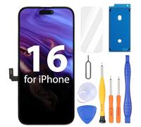 Ayake Écran de rechange pour iPhone 16, écran LCD FHD de 6,1" et écran tactile numériseur, tonalité réelle programmable, Face ID reste (pour A3287, A3081, A3286, A3288)