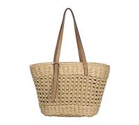 Ayakizi Sac à Main en Paille Femmes Sac de Plage D'été en Paille Tissée Sac à Bandoulière de Loisirs Tote Portés épaule Pour Voyage, Date et Vacances (Marron)