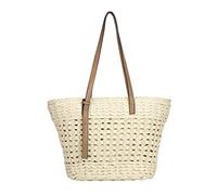 Ayakizi Sac à Main en Paille Femmes Sac de Plage D'été en Paille Tissée Sac à Bandoulière de Loisirs Tote Portés épaule Pour Voyage, Date et Vacances (Beige)