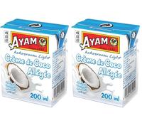 AYAM Crème de Coco allégée | -35% de matières grasses* | Goût Authentique | Haute Qualité | Alimentation Saine | Lait Végétal | Sans Lactose | Sans Gluten | Sans Conservateurs - 200ml (Lot de 2)