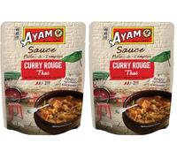 Ayam Sauce Curry Rouge | 100% Ingrédients Naturels | Saveurs Authentiques | Déjà prête | Lait de coco et Curry Thaï | Sans Gluten | Sans Lactose | Sans Conservateurs 200g (Lot de 2)