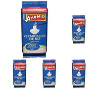 AYAM Vermicelles de Riz | 100% Naturels | Sans Gluten | Faciles et Rapides à Cuisiner Chez Soi | Prêts en 5min | Nouilles | Sans Conservateurs ni additifs - 200g - 1pc (Lot de 5)