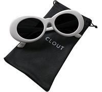 Ayaoch Clout Lunettes de soleil ovales style rétro Kurt Cobain Blanc, BLANC, One Size Fits All