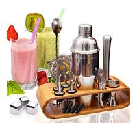 AYAOQIANG Shaker à Cocktail en INOX 750ML Professionnel Bar Kit,18 Pièces Shaker Cocktail Set avec 3 Pièces Pierre à Whisky en INOX.