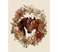 AYAOYANGGO Animal Diy Kit De Broderie Française Avec Perles Chevaux Et Fleurs Kit De Broderie De Perles Pour Adultes,Ensemble De Tapisserie Au Point De Croix,Seed Bead Embroidery Kits 60x80cm