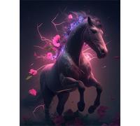 AYAOYANGGO Animal Diy Kit De Broderie Française Avec Perles Chevaux Et Fleurs Kit De Broderie De Perles Pour Adultes,Ensemble De Tapisserie Au Point De Croix,Seed Bead Embroidery Kits 40x50cm