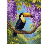 AYAOYANGGO Animal Diy Kit De Broderie Française Avec Perles Perroquets Et Glycine Kit De Broderie De Perles Pour Adultes,Ensemble De Tapisserie Au Point De Croix,Seed Bead Embroidery Kits 60x80cm