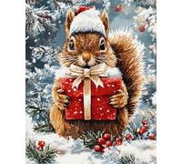 AYAOYANGGO Animal Kit Crochet Loquet Écureuil De Dessin Animé Kit De Broderie Au Point De Croix,Kits De Crochet Pour Tapis Travaux D'Aiguille Et Décoration Intérieure 21x29in